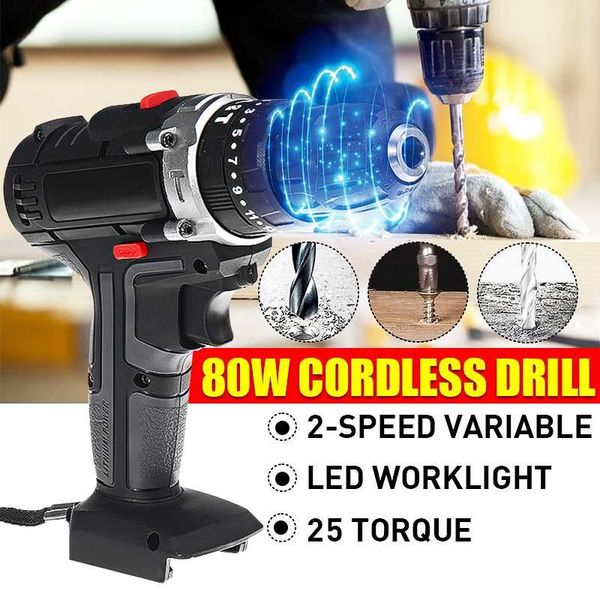 

25 torque cordless electric impact drill screwdriver 220v rechargeable dual speed power tools home diy tool without battery