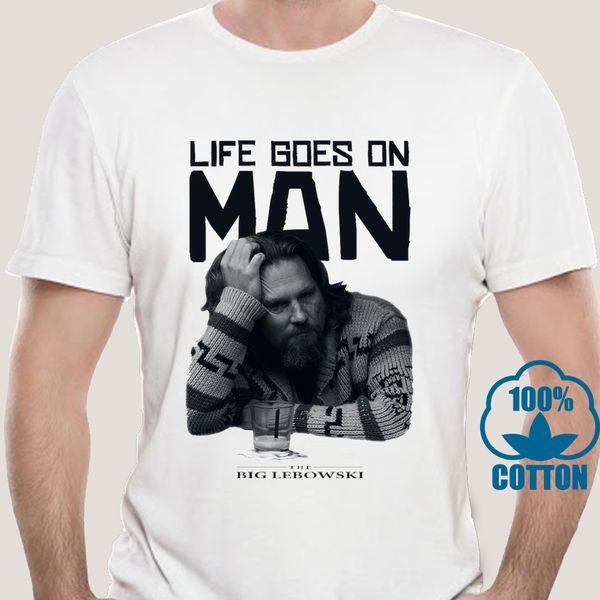 

2110a officially licensed merchandise lebowski life goes on man t-shirt (white) sport hooded sweatshirt hoodie