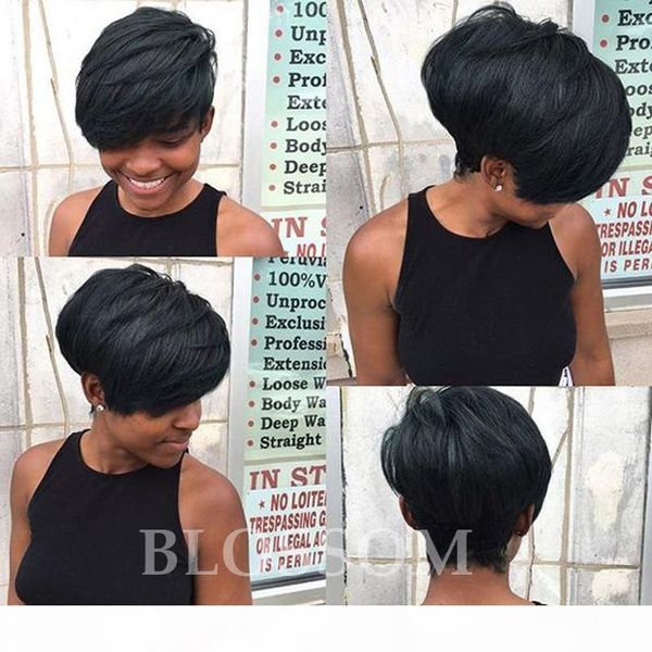 

brazilian full lace glueless human lace front bob hair wig none lace wig short wig for black women, Black;brown