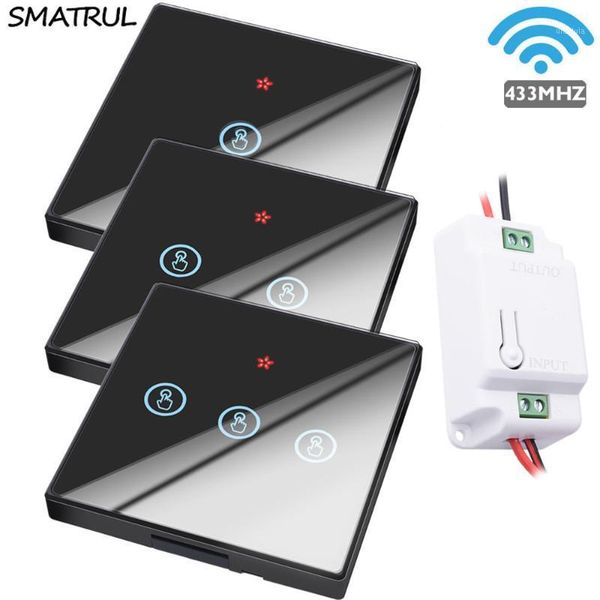 

smatrul smart home wireless touch switch light electrical rf remote control glass screen wall panel button receiver led lamp1