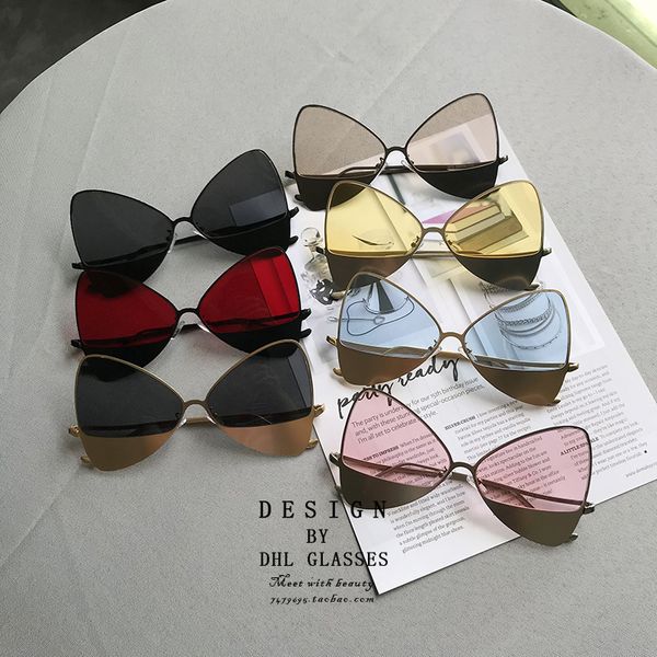 

new style, personality, bowknot, translucent matching, triangle sunglasses, fashion girl, White;black