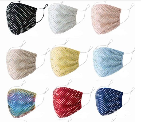 

women cotton diamond mask fashion creative women designer masks dustproof breathable decorative mask 15 colors 17.5*11cm
