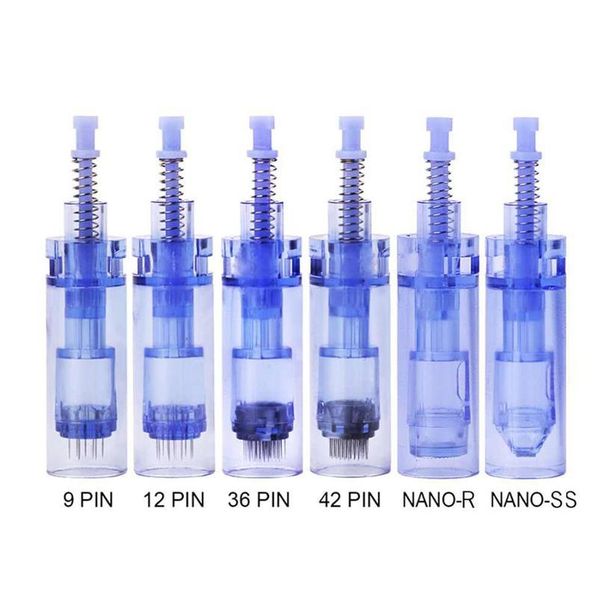 

50pcs derma pen cartridges electric nano round needles tattoo tips cartridge micro needle microneedling rep qylpra