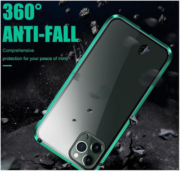 

360 magnetic adsorption metal case for iphone 12 11 pro max 12 mini double-sided glass case for iphone 11 12 wmtnxs