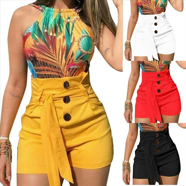 

2021 summer women shorts ladies high waist casual buttom bandage beach shorts womens plus size s 5xl, White;black