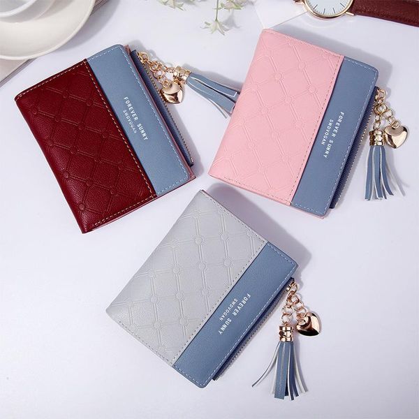 

wallets 2021 ladies wallet women short japanese and korean small fresh buckle multifunctional coin purse portafoglio donna, Red;black