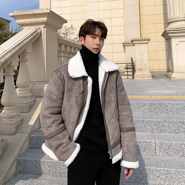 

men's cotton-padded jacket 2020 autumn-winter new thickened lamb wool jacket casual and personalized youth men's wear1, Black