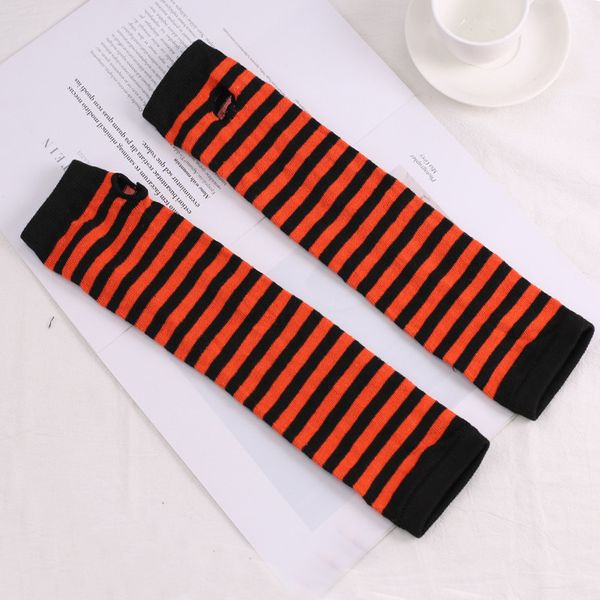 

newblack striped long white winter cotton classic wrist cover arm ladies sleeve knitted gloves womens