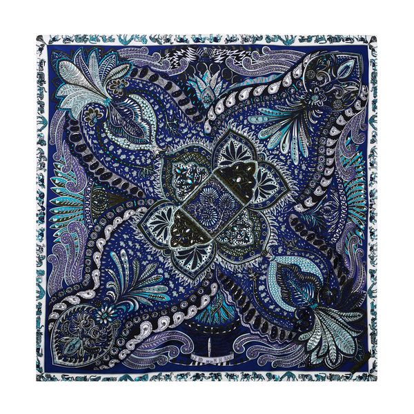 

голова 90см марка paisley бандан foulard площадь шарф женщина саржевого шелковый платок марка хиджаб шарф ручной курчавый новый дизайн шарф, Blue;gray
