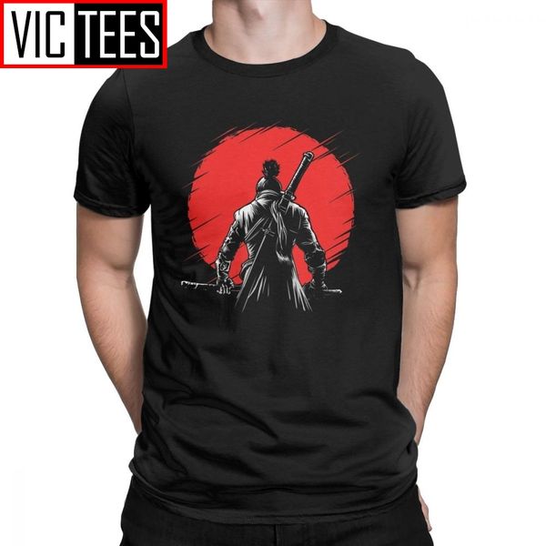 

men one armed wolf red sun sekiro shadows die twice cotton short sleeve wolf souls samurai game men hoodie designers t shirts sweatshirt