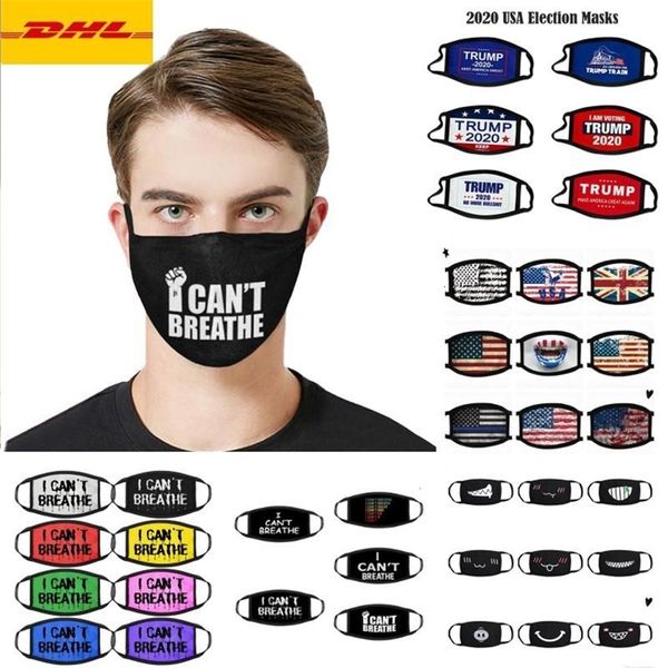 

dhl3-5 days party kids face mask i can't breath 2020 trump presidential election cotton flag washable reusable mouth masks fy9079 b12