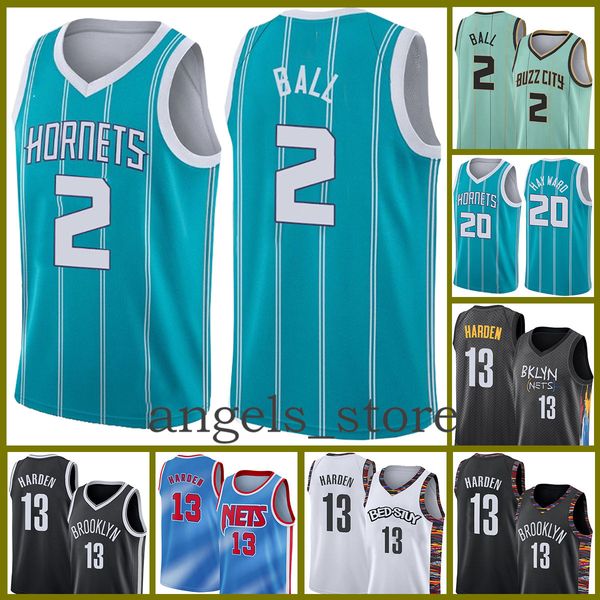 

charlotte hornets mens lamelo 2 ball gordon 20 hayward 2021 new basketball jersey collin 2 sexton james 13 harden grey, Black;red