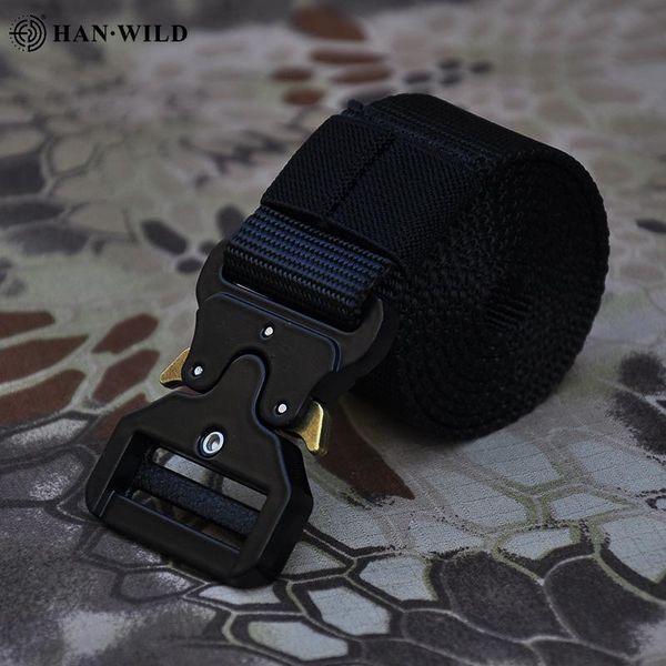 

hiking fishing airsoft adjustable tactical hiking belts men outdoor hook&loop nylon belt quick release training waistband 125cm bbygth, Black;green