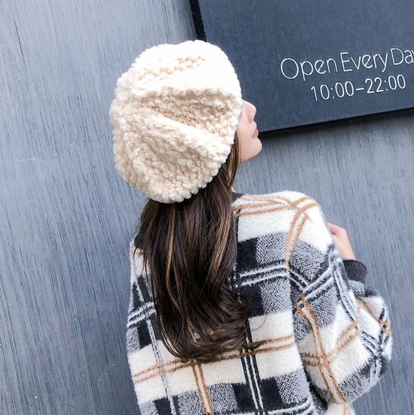 

warm winter plush beret octagonal cap fashion cap hats for women bonnets for women czapka damska zimowa kapelusz damski, Blue;gray