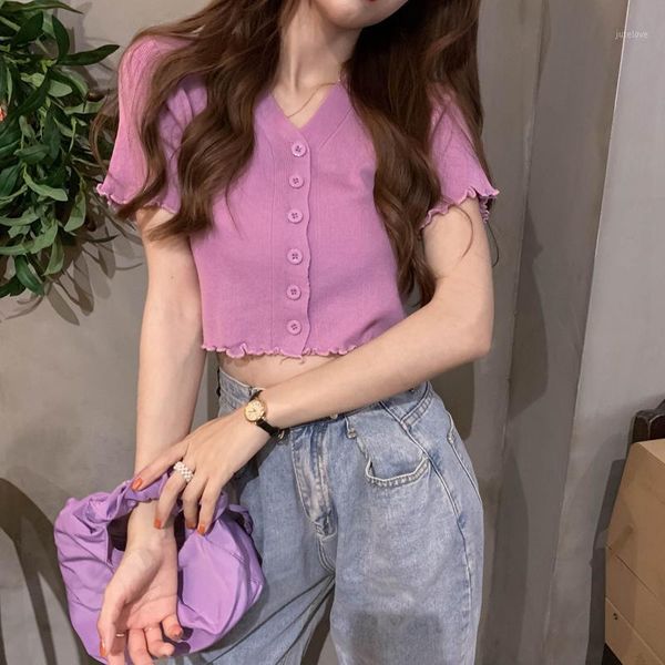 

purple knitted cardigan women crop sweater v neck ruffle cropped cardigan casual winter korean women1, White