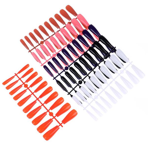 

20pcs/set false ballerina colorful coffin fake nails manicure natural nails for extension protection nail art kits new~, Red;gold