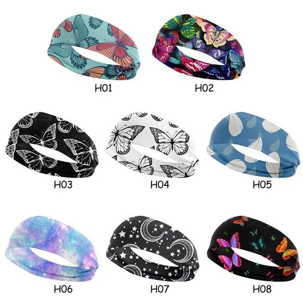 

women butterfly printed sport quick dry sweat yoga headband