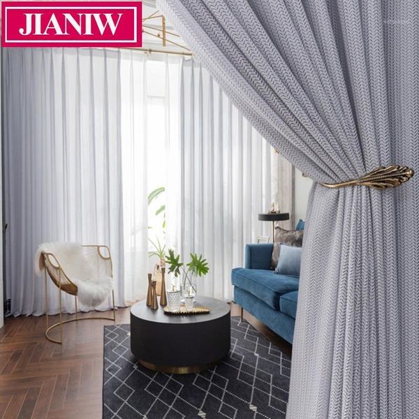 

jianiw fish bone style window tulle curtains for living room modern voile sheer lace curtains for bedroom blinds kitchen panel1