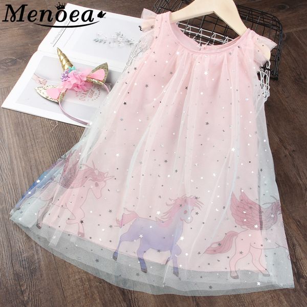 

menoea children dress 2020 kids summer sleeveless clothes girls party animals princess dress kids clothing for party dresses lj200822, Red;yellow
