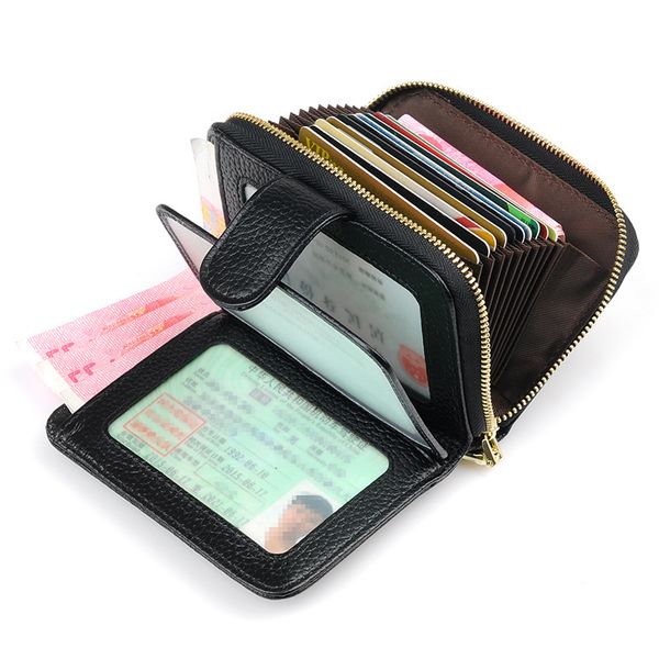 

genuine leather vintage small women wallets female cowhide zipper design coin purse pockets mini wallet card holders, Red;black