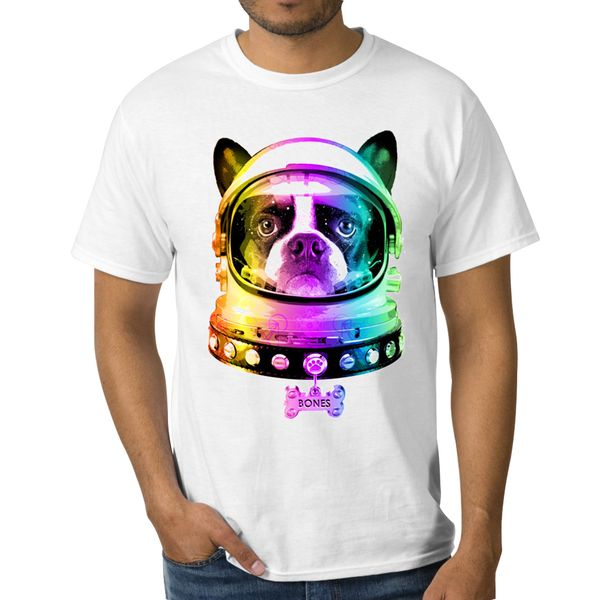 

2018 men's space bulldog printed t-shirt short sleeve casual funny hipster rainbow dog men t shirts sport hooded sweatshirt hoodie