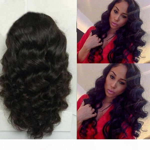 

brazilian full lace human hair wigs body wave wigs lace front wigs glueless for black women, Black;brown