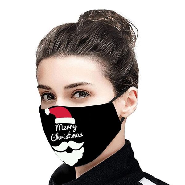 

взрослая маска 1шта многоразовой ткани 2.5zwashable маска рождество черный санта-клаус письма печати face shield регулируемых mascarillas