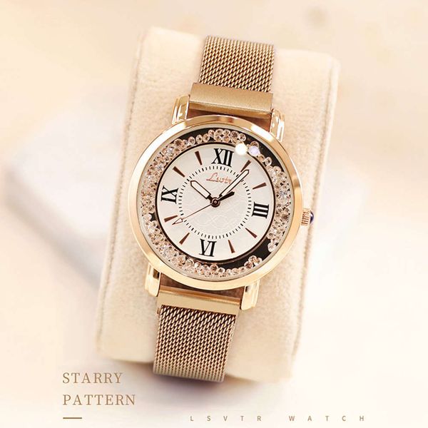 

watch, student's water drill temperament, women's atmospheric quartz women's watch, Slivery;brown