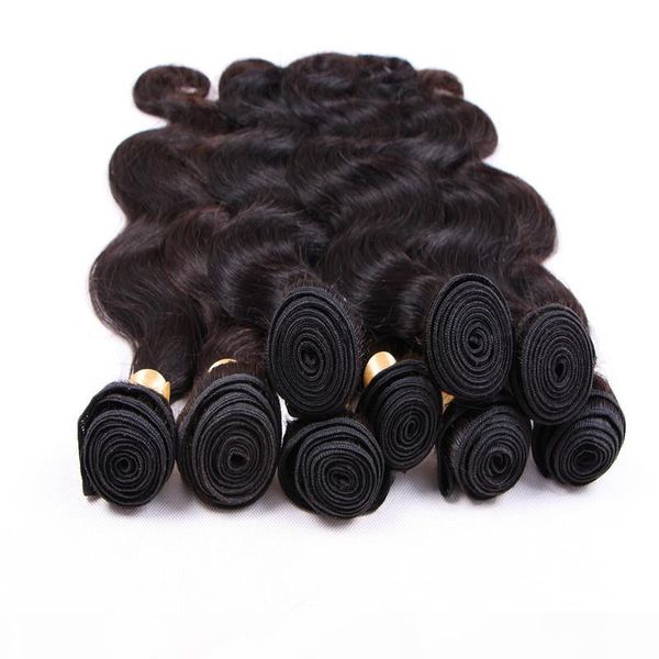 

8a peruvian body wave virgin hair 4 bundles brazilian indian malaysian human hair weaves hair dyeable natural color 100g pack, Black