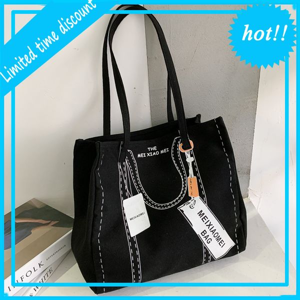 

large capacity 2020 new net red fashion women's korean versatile canvas bag foreign style one shoulder tote