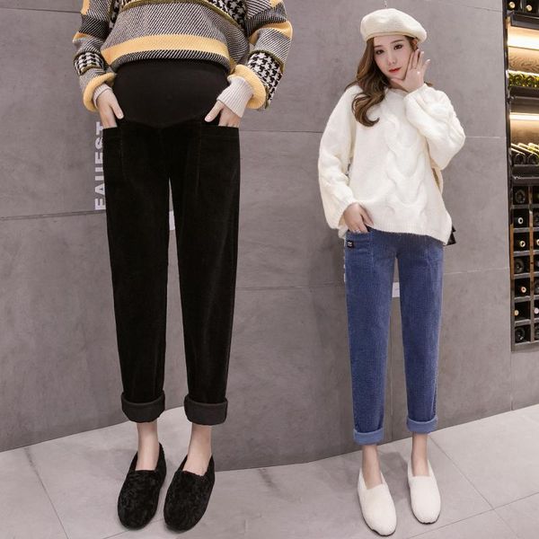 

6033# maternity pants spring autumn slimming support abdomen elastic waist belly support pants maternity trousers, White