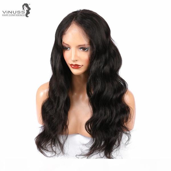 

vinuss hair 360 lace frontal human hair wig body wave pre plucked hairline brazilian glueless for black women, Black;brown