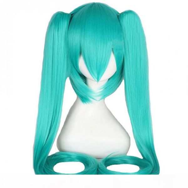 

woodfestival clip on ponytail wig green long straight heat resistant synthetic fiber wig cosplay hair wigs, Black