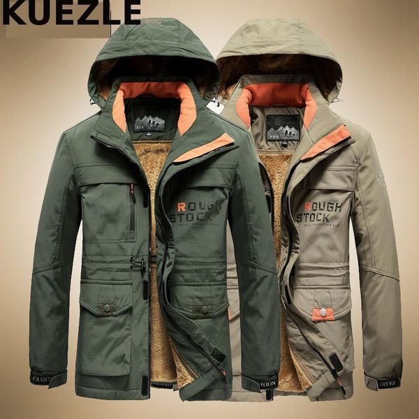 

men's down & parkas casaco mens tactical thick coats men winter waterproof jacket male windproof casual outwear velvet warm coat, Black