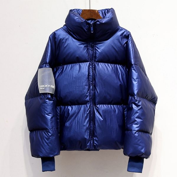 

kpop bright color puffer parka coats women winter drop shoulder warm padded coat female fashion streetwear down lady parkas 201103, Black