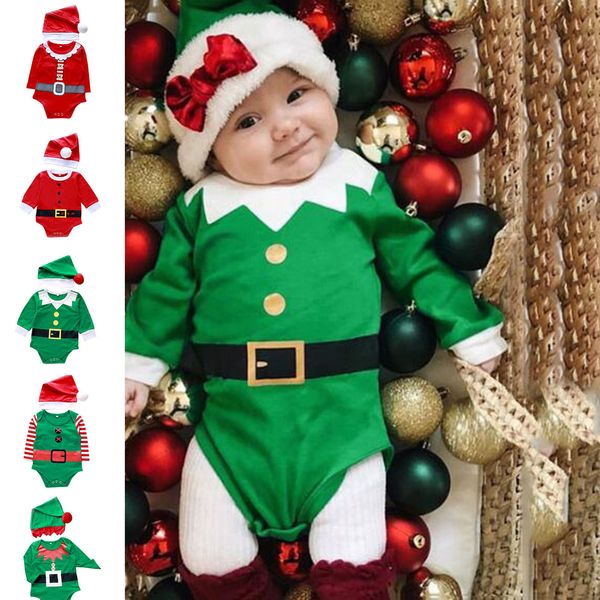 

baby clother newborn infant baby boys girls christmas xmas hat cap romper playsuit outfits children bodysuit enfant combinaison 1021, White