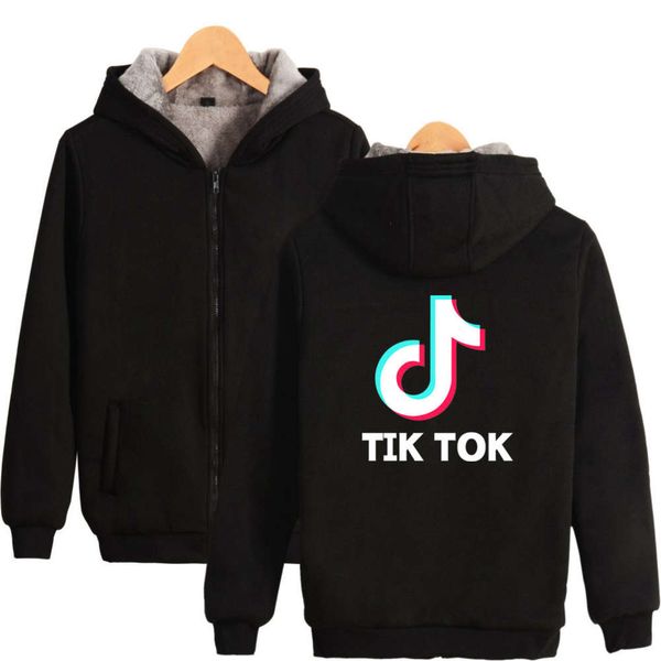 

2019 tik tok vibrato character plus flush tiktok, zipper sweater, Black