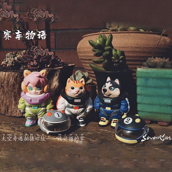 

sevencat sevenkat racing story blind box toy trend, handmade car gift ornaments