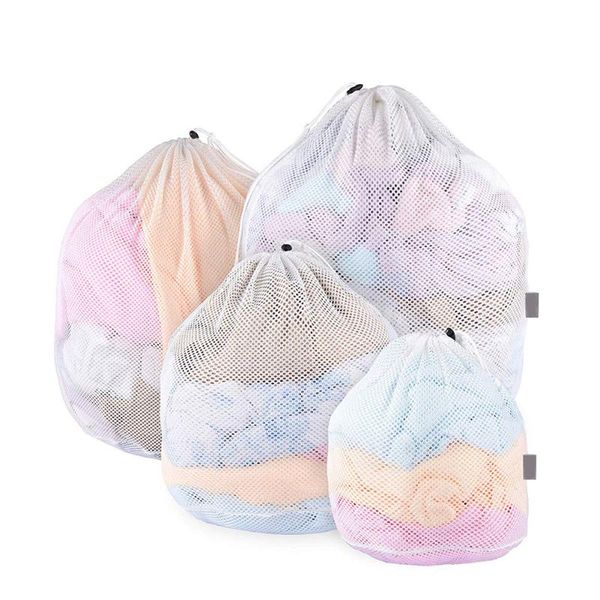 

4pcs reusable laundry drawstring bag mesh laundry bag clothes storage mesh home accessories