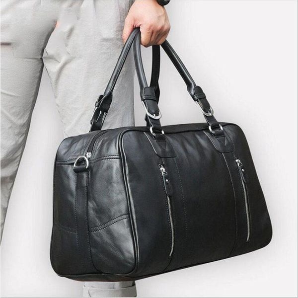 

duffel bags luufan genuine leather travel bag for man big capacity business soft carry hand luggage black1