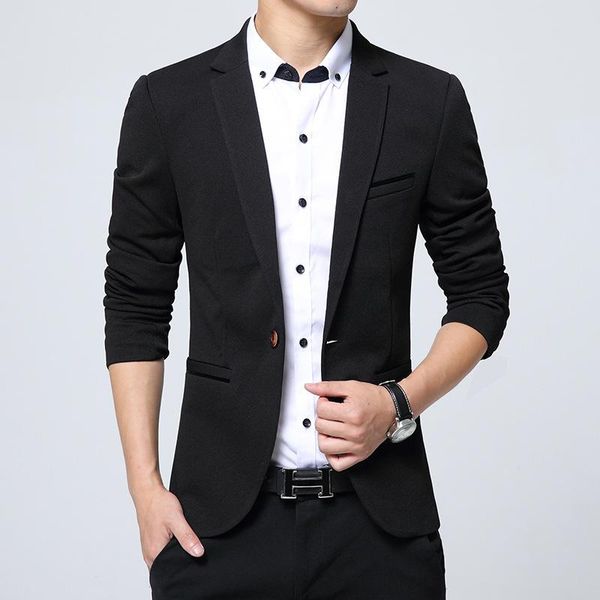 

casual suit coat large size classic solid color korean style small suit one button for men, White;black