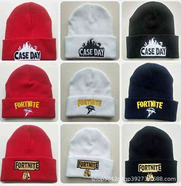 

hats caps cartoon e-sports fortress night wool pullover fortnite embroidered knitted warm hip hop, Blue;gray