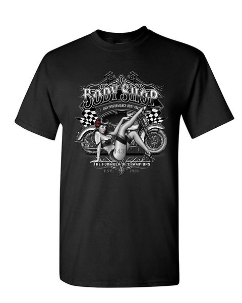 

retro body shop t-shirt chopper pin-up girl route 66 biker mens tee shirt(1) sport hooded sweatshirt hoodie