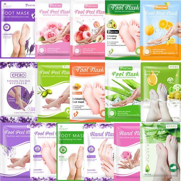 EFERO Máscara Esfoliante para os Pés Máscara de Tratamento para os Pés Cuidados com a Pele Meias para Remoção de Peles Mortas para Pedicure Máscaras Peeling de Meias