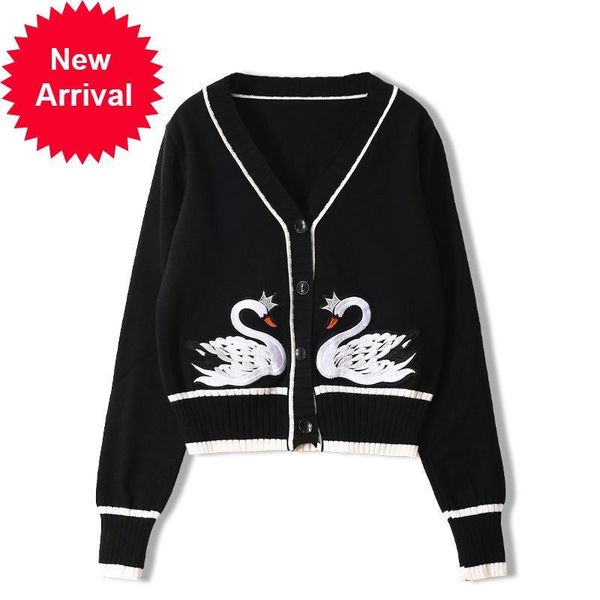 

2021 new design of cisne embroidered mode long decorate in v autumn women wool jackets new clothes jpd9, White;black