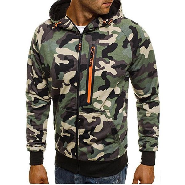 

men's hoodies & sweatshirts casual camouflage zipper sweatshirt sports pullover autumn winter mens sep21, Black