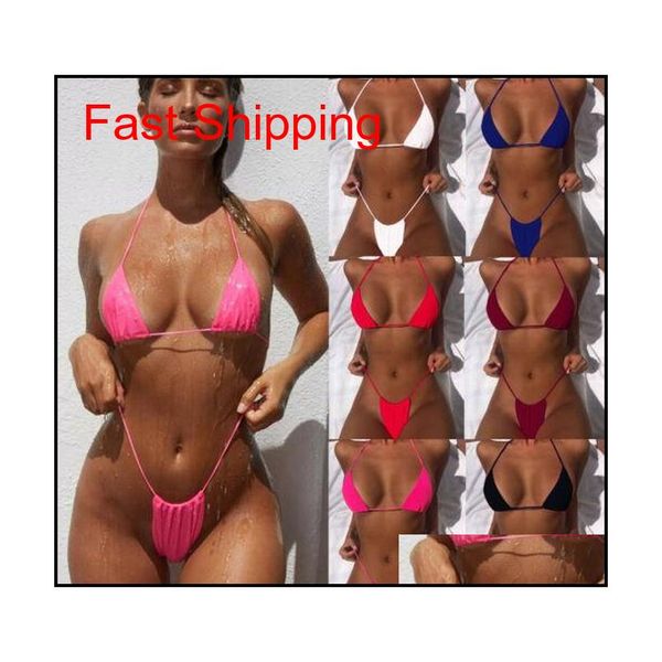 

2pcs women bikini set bra triangle suit swimsuit bathing suit swimming suit 2019 summer holiday beach swimmingwear monokin 2xgpt