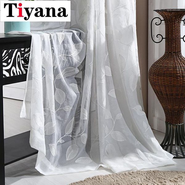 

tiyana leaves pattern sheer curtains tulle for living room curtain panel drapes for bedroom kitchen home decor p012-21