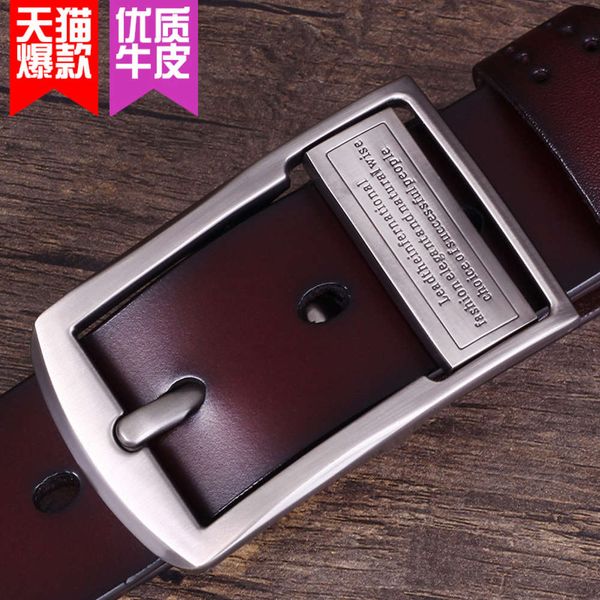 

men's leather pin buckle belt men's antique belt fashion casual pure leather jeans belt, Black;brown