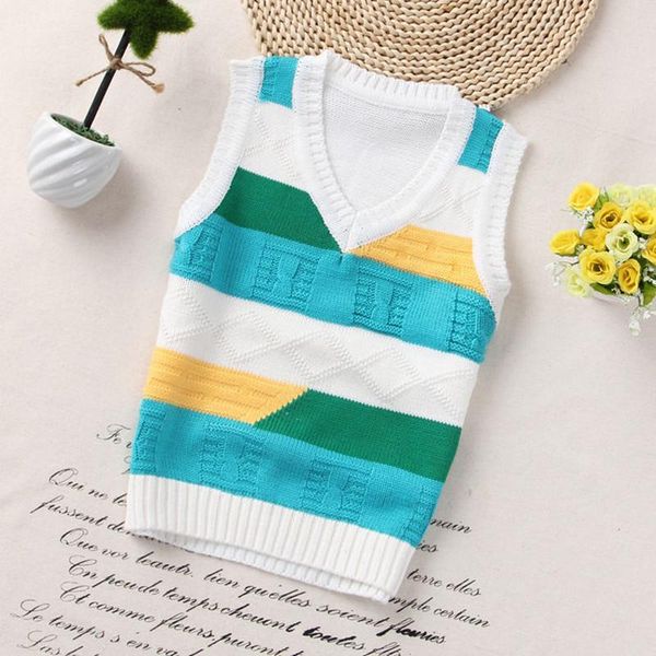 

girls fashion style kids boys pullover knitted vest coat boys crochet cotton vest children sleeveless sweaters wmtmpc, Blue
